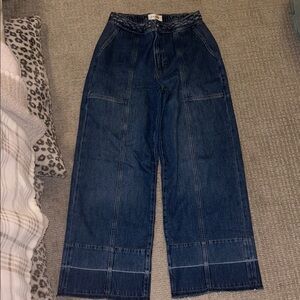 Frame Braided Waist Blue Wide-Leg Jeans